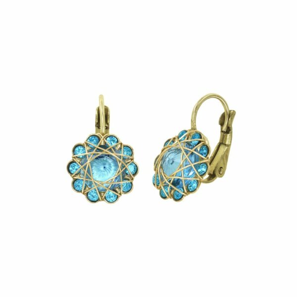 Konplott - 70s Circle - blue, shiny brass, earring eurowire