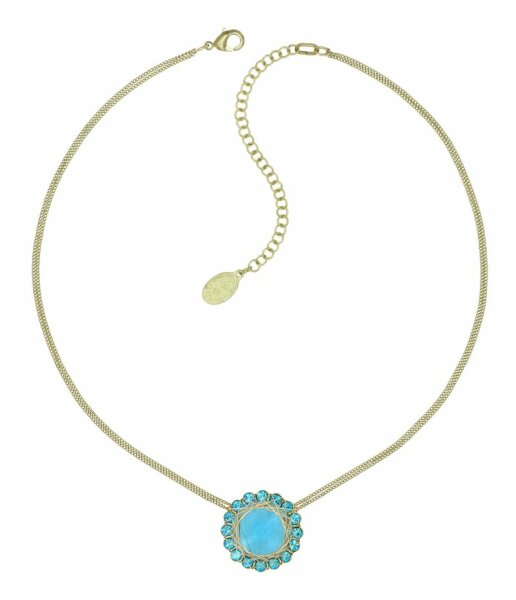 Konplott - 70s Circle - blue, shiny brass, necklace