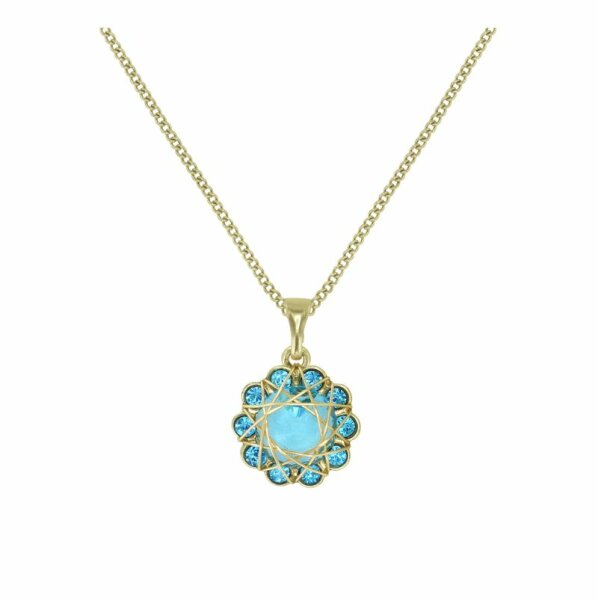 Konplott - 70s Circle - blue, shiny brass, necklace pendant
