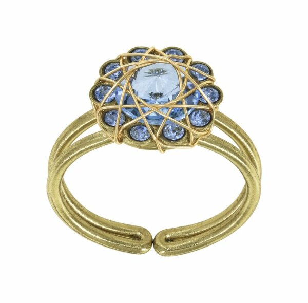 Konplott - 70s Circle - light blue, shiny brass, ring
