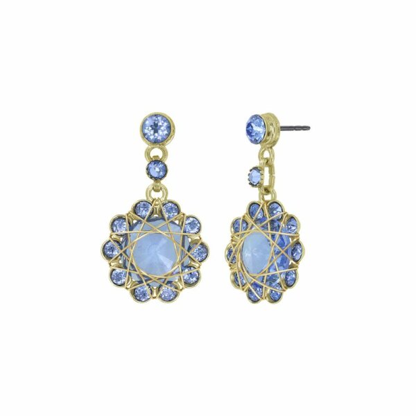 Konplott - 70s Circle - light blue, shiny brass, earring stud dangling
