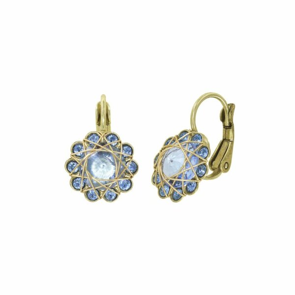 Konplott - 70s Circle - light blue, shiny brass, earring eurowire