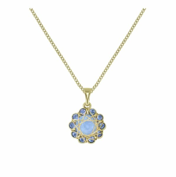 Konplott - 70s Circle - light blue, shiny brass, necklace pendant