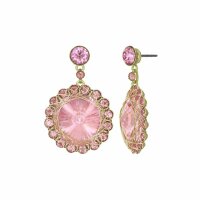 Konplott - 70s Circle - pink, shiny brass, earring stud...