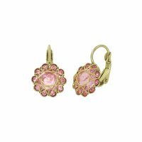 Konplott - 70s Circle - pink, shiny brass, earring eurowire