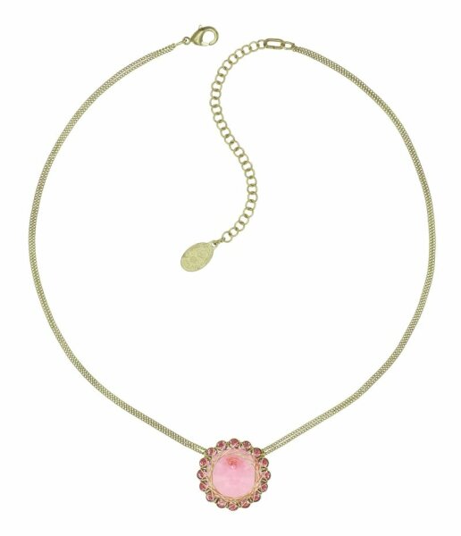 Konplott - 70s Circle - pink, shiny brass, necklace