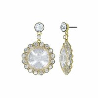Konplott - 70s Circle - white, shiny brass, earring stud...
