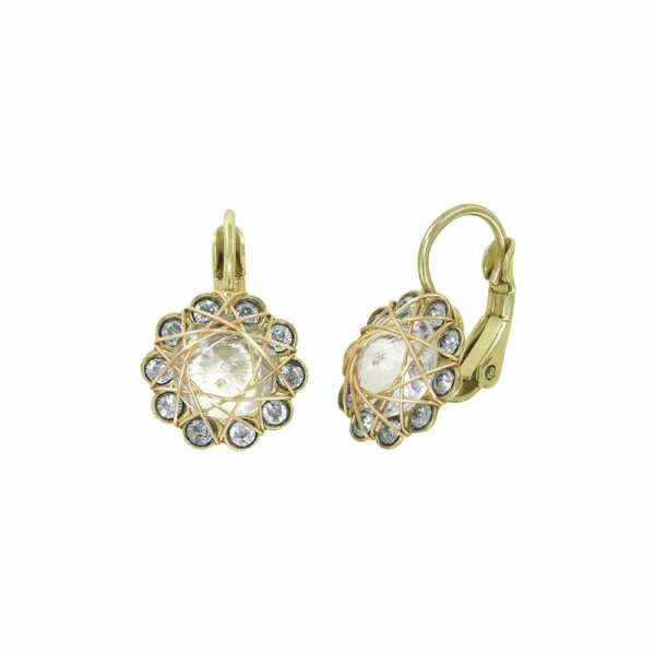 Konplott - 70s Circle - white, shiny brass, earring eurowire