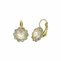 Konplott - 70s Circle - white, shiny brass, earring eurowire