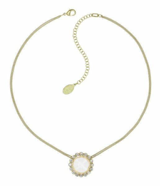 Konplott - 70s Circle - white, shiny brass, necklace