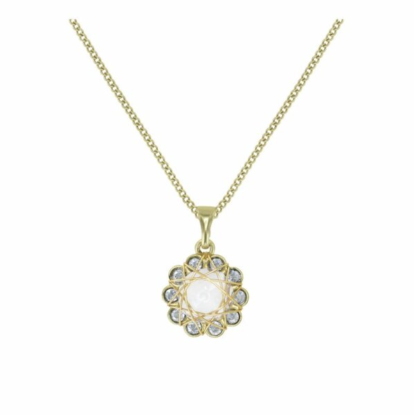Konplott - 70s Circle - white, shiny brass, necklace pendant
