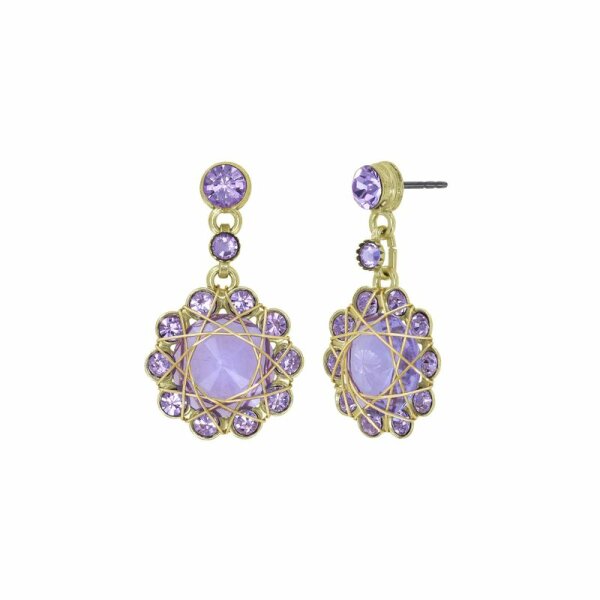 Konplott - 70s Circle - lila, shiny brass, earring stud dangling