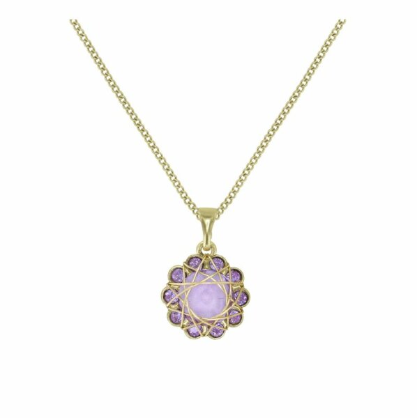 Konplott - 70s Circle - lila, shiny brass, necklace pendant