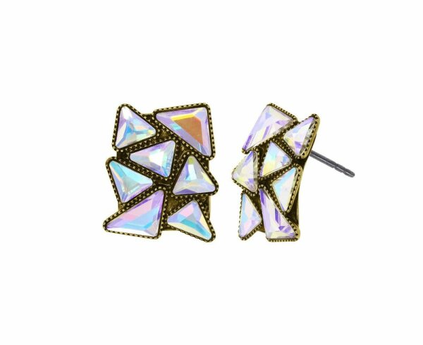 Konplott - Jumping Angles - brass, light antique brass, earring stud