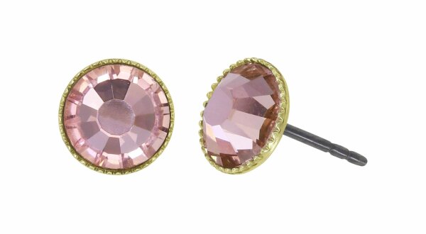 Konplott - Black Jack - pink, vintage rose, shiny brass, earring stud-flat