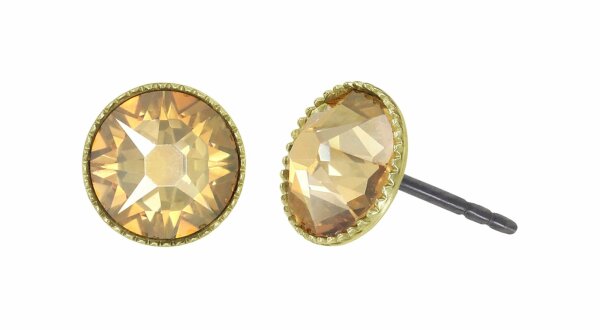 Konplott - Black Jack - beige, crystal golden shadow, shiny brass, earring stud-flat