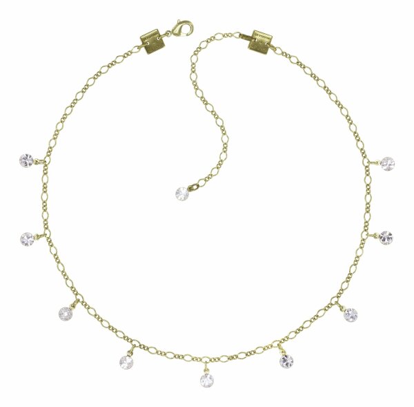 Konplott - Tutui Collection - white, crystal, shiny brass, necklace