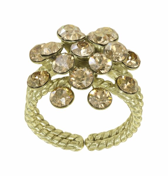 Konplott - Magic Fireball - beige, crystal golden shadow, shiny brass, ring Classic Size