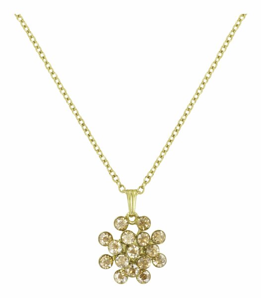 Konplott - Magic Fireball - beige, crystal golden shadow, shiny brass, necklace pendant, Mini Size
