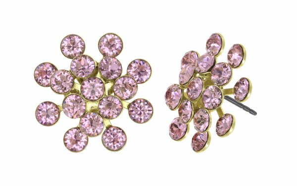 Konplott - Magic Fireball - pink, vintage rose, shiny brass, earring stud, Classic Size