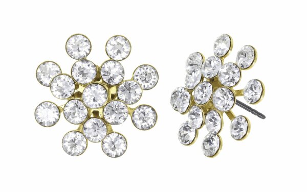 Konplott - Magic Fireball - white, crystal, shiny brass, earring stud, Classic Size
