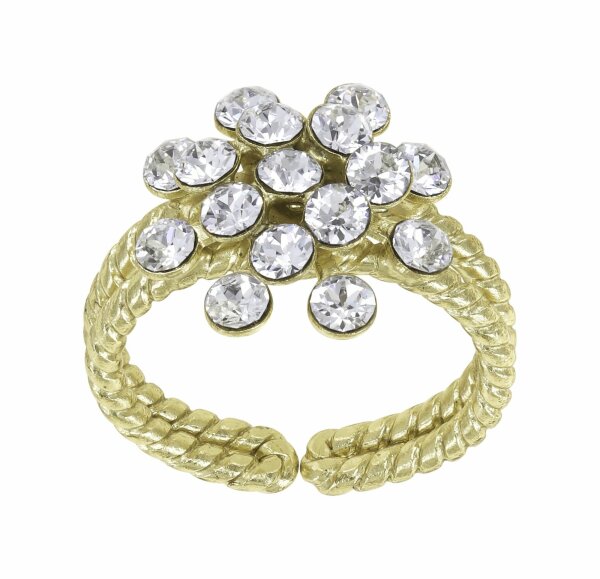 Konplott - Magic Fireball - white, crystal, shiny brass, ring Mini Size