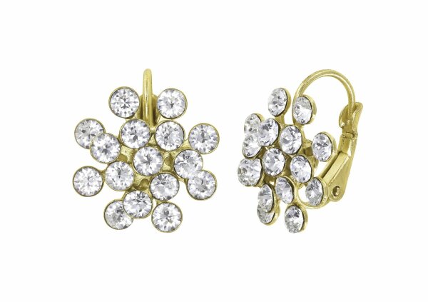 Konplott - Magic Fireball - white, crystal, shiny brass, earring eurowire, Mini Size