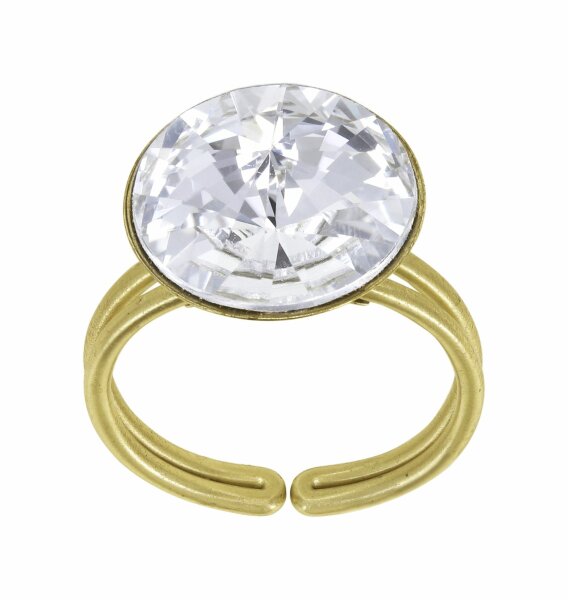 Konplott - Rivoli - Weiß, Kristall, glänzendes Messing, Ring