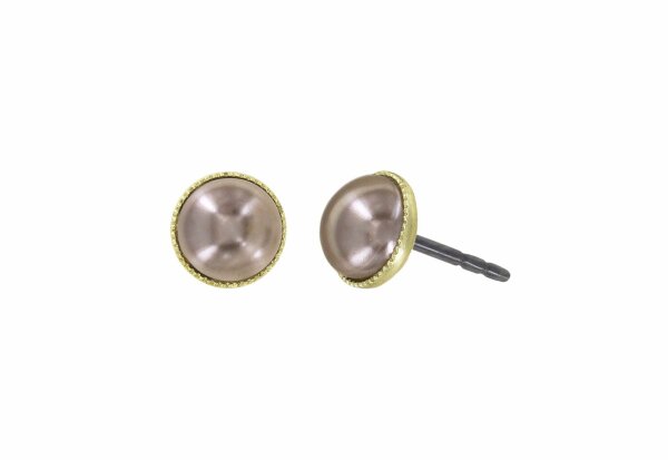 Konplott - Pearl Shadow - Beige, glänzendes Messing, glänzendes Messing, Ohrringe mit Stecker