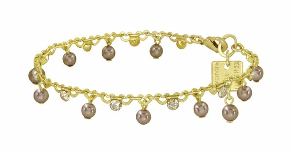Konplott - Pearl Shadow - Beige, crystal golden shadow , glänzendes Messing, Armband