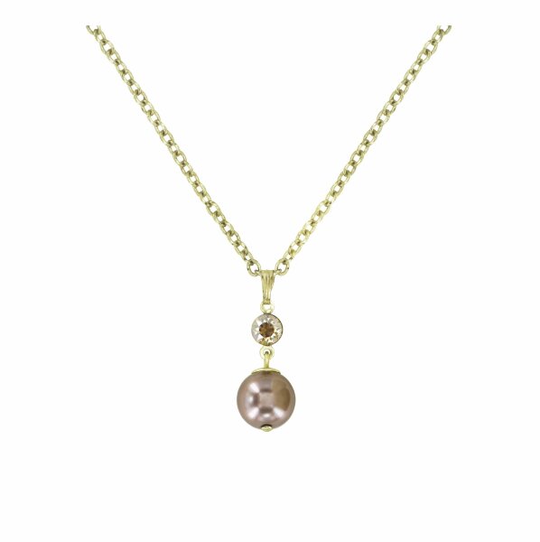 Konplott - Pearl Shadow - beige, crystal golden shadow, shiny brass, necklace pendant