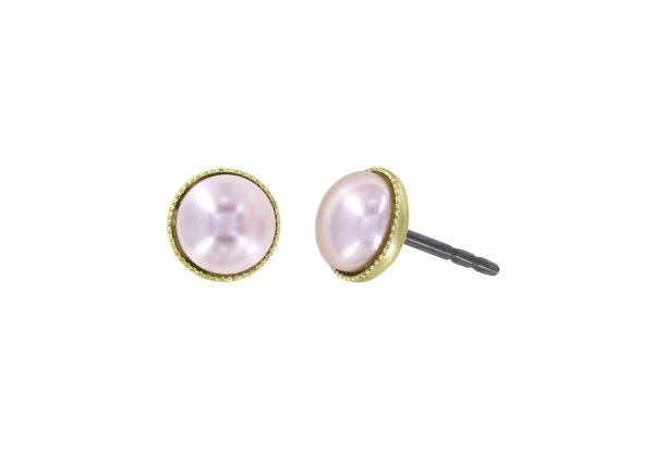 Konplott - Pearl Shadow - Rosa, glänzendes Messing, glänzendes Messing, Ohrringe mit Stecker
