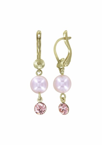 Konplott - Pearl Shadow - Rosa, Alt Rosa, glänzendes Messing, Ohrringe mit Hängeelement