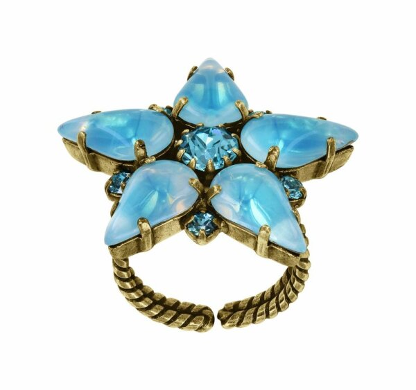 Konplott - Sabrina Vintage - Blau, Color 1, Antikmessing, Ring