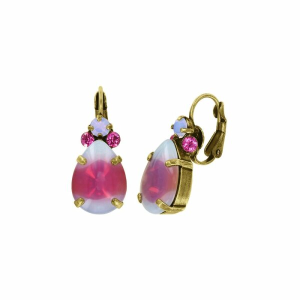 Konplott - Sabrina Vintage - coralline/red, antique brass, earring eurowire
