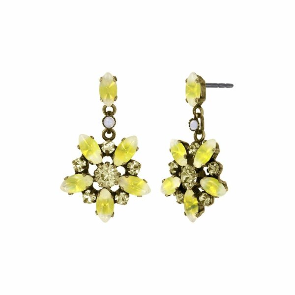 Konplott - Sabrina Vintage - yellow, Color 3, antique brass, earring stud dangling