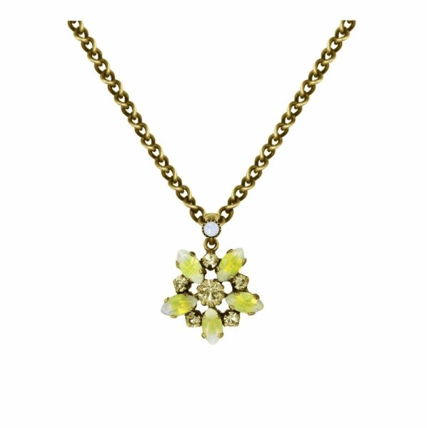 Konplott - Sabrina Vintage - yellow, Color 3, antique brass, necklace pendant