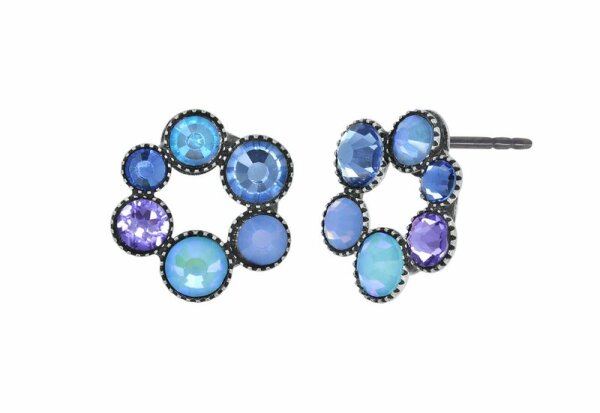 Konplott - Shopping Drops - light blue, antique silver, earring stud