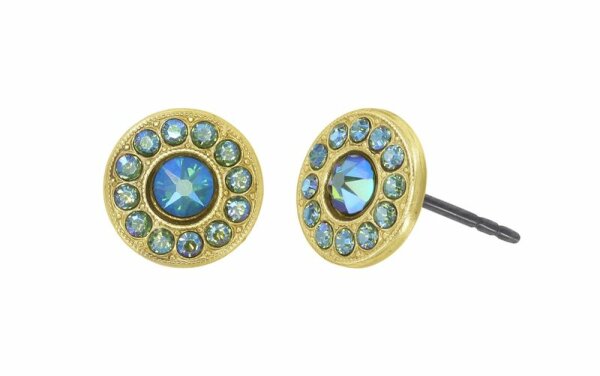 Konplott - Spell on You - green, erinite shimmer, shiny brass, earring stud