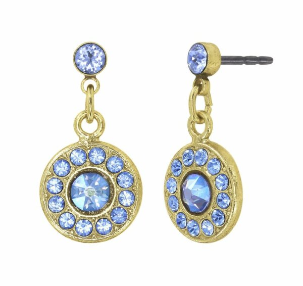 Konplott - Spell on You - light blue, shiny brass, earring stud dangling