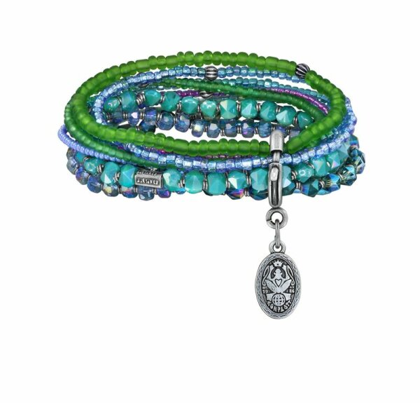Konplott - Petit Glamour dAfrique - green/lila, antique silver, bracelet elastic