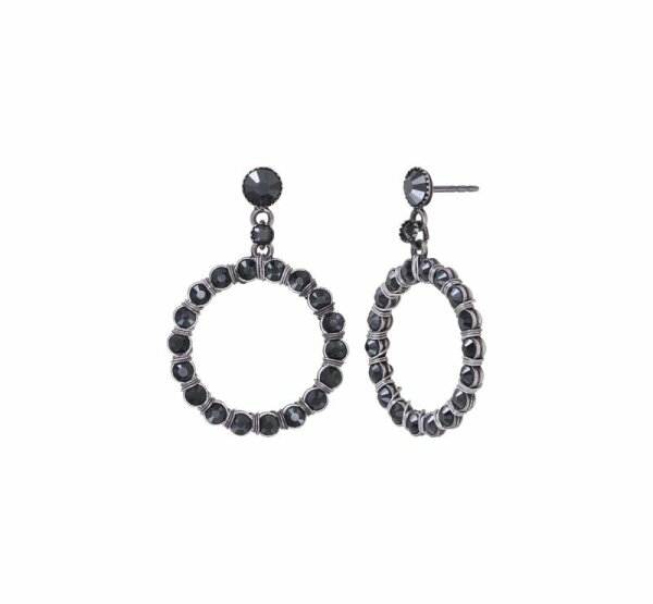 Konplott - Créole Cristal - black, jet hematite, antique silver, earring stud dangling