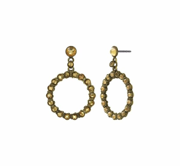 Konplott - Créole Cristal - brown, light colorado topaz, antique brass, earring stud dangling