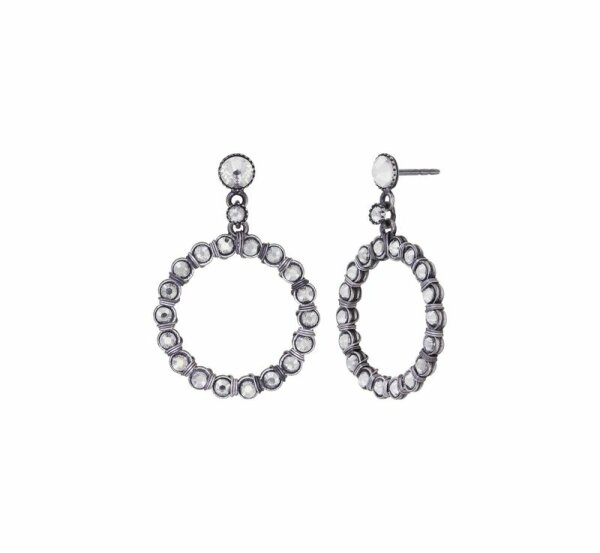 Konplott - Créole Cristal - white, crystal silver shade, antique silver, earring stud dangling