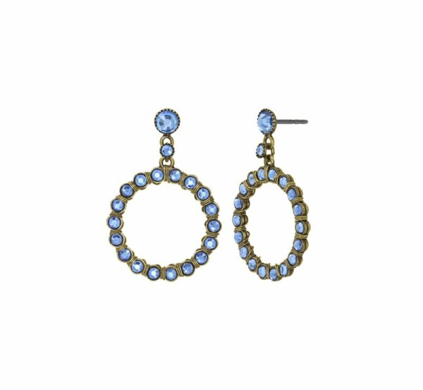 Konplott - Créole Cristal - blue, light sapphire, antique brass, earring stud dangling