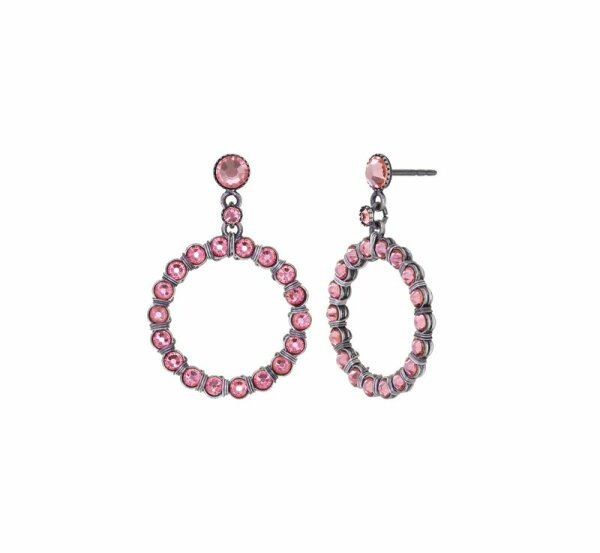 Konplott - Créole Cristal - pink, light rose, antique silver, earring stud dangling