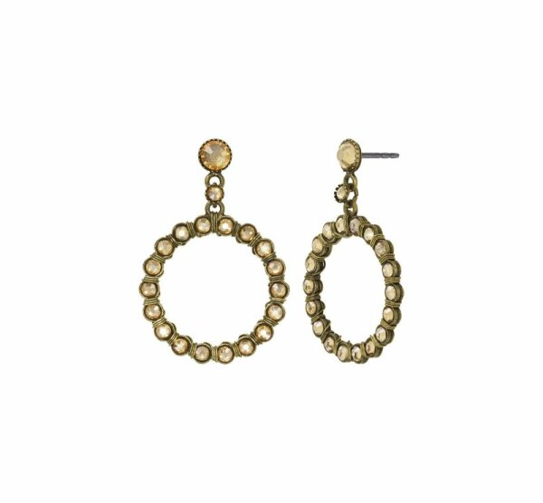Konplott - Créole Cristal - beige, golden champagne, antique brass, earring stud dangling