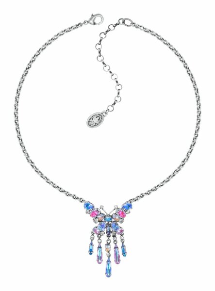 Konplott - Butterfly Dance - pastel multi, size L, antique silver, necklace