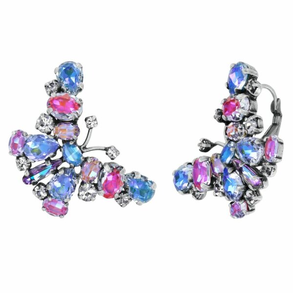 Konplott - Butterfly Dance - pastel multi, size L, antique silver, earring eurowire