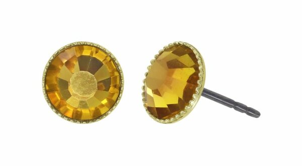 Konplott - Black Jack - yellow, topaz, shiny brass, earring stud-flat